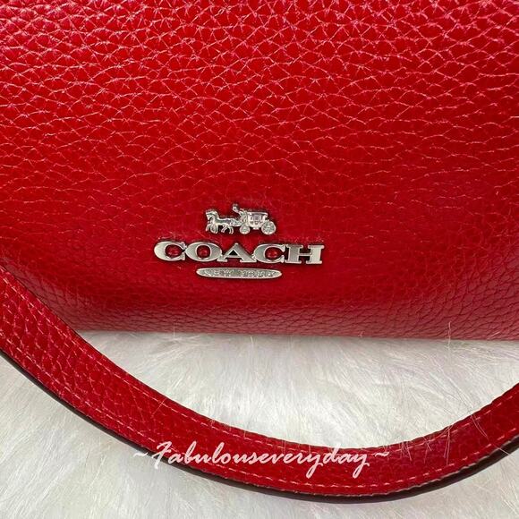 Coach Laurel Shoulder Bag With Mirror Charm And Pouch CBI94 Dark Cardinal/Walnut - Picture 7 of 11
